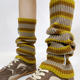 韩国东大门同款 秋冬针织袜套女长筒个性 彩色条纹辣妹风小腿堆堆袜