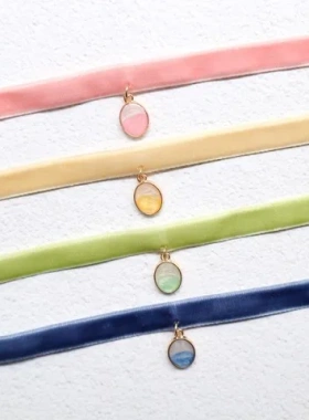 Choker绒颈带饰品女颈链坠锁骨链双色仙女风项圈项链马卡龙天鹅绒