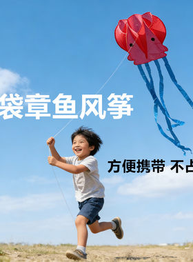小章鱼软体口袋儿童风筝微风易飞手持户外2026新款显眼包折叠无骨