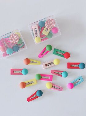 7个盒装/韩版新款糖果豆豆发夹儿童小号BB夹3.5cm宝宝刘海夹边夹