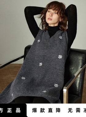 「Hot! 爆款直降」初语TOYOUTH灰色无袖针织连衣裙外搭毛衣短裙秋
