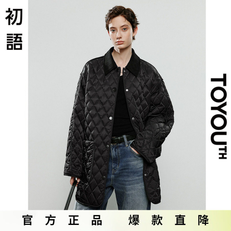 「Hot! 爆款直降」初语TOYOUTH宽松复古菱格工装大口袋棉衣外套