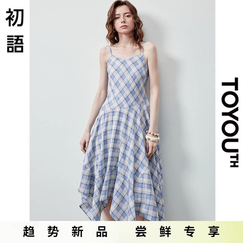 「New! 新品尝鲜」初语TOYOUTH不规则吊带连衣裙格纹长裙子
