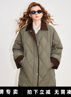 「New! 新品尝鲜」初语TOYOUTH复古90白鸭绒轻工装风菱格羽绒服