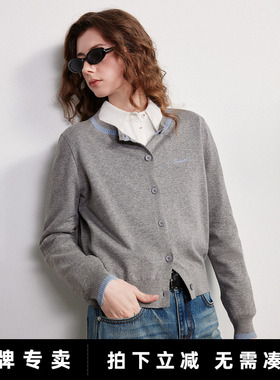 「New! 新品尝鲜」初语TOYOUTH撞色圆领开衫针织衫轻薄早春外套