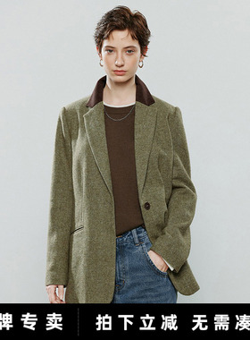 「New! 新品尝鲜」初语TOYOUTH法式复古羊毛西装外套撞色毛呢外套