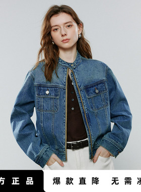 「Hot! 爆款直降」初语TOYOUTH复古牛仔短外套春秋立领夹克