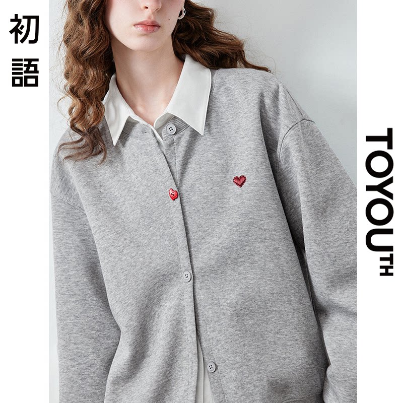 「New! 新品尝鲜」初语TOYOUTH学院风刺绣卫衣开衫叠穿早秋外套