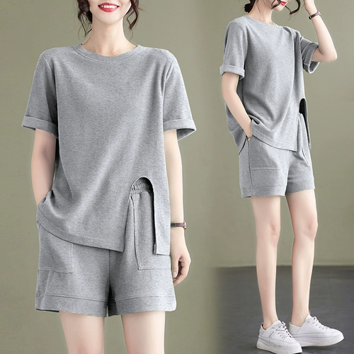 Спортивный костюм, летняя одежда, модный комплект, коллекция 2023, оверсайз, в западном стиле