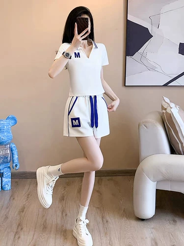 Хлопковый спортивный костюм, модные шорты, комплект, подходит для подростков, короткий рукав