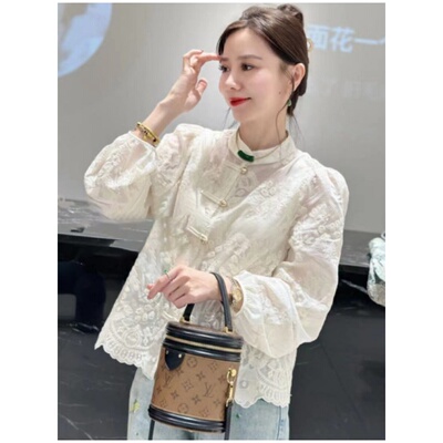 新中式国风衬衫女气质衬衣春装新款2025白色小衫流行爆款外套上衣