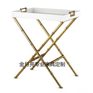 时尚香槟金色边几竹节角几欧式床边桌烤漆小茶几沙发边几小方桌