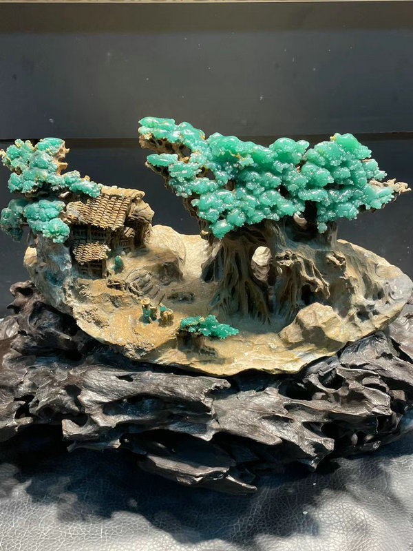 创意小桥流水人家艺术创意立体雕刻创新文房收藏人物山水摆件