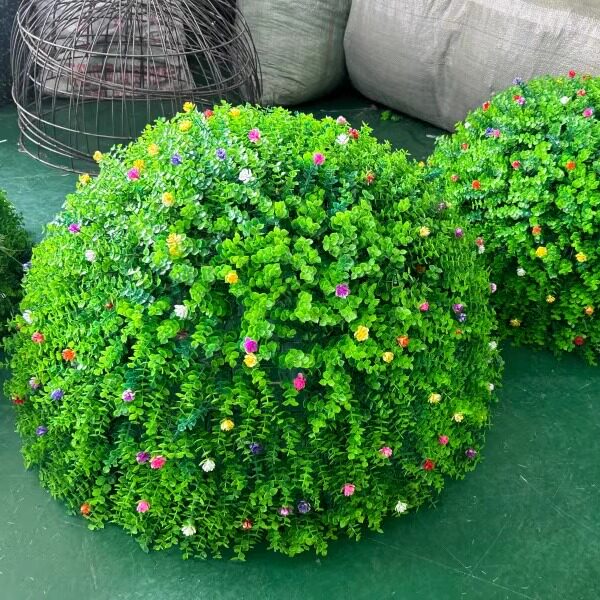 户外绿植井盖遮挡装饰品遮丑仿真绿植彩色尤加利带花草球米兰草球