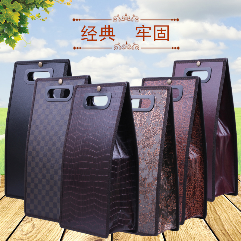 红酒皮袋通用葡萄酒礼盒包装高档单双支PU手提礼品拎袋中秋春节新