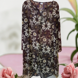 2024早秋薄款高级太阳花开叉外搭女感珍珠纱时尚百搭大码女装上衣