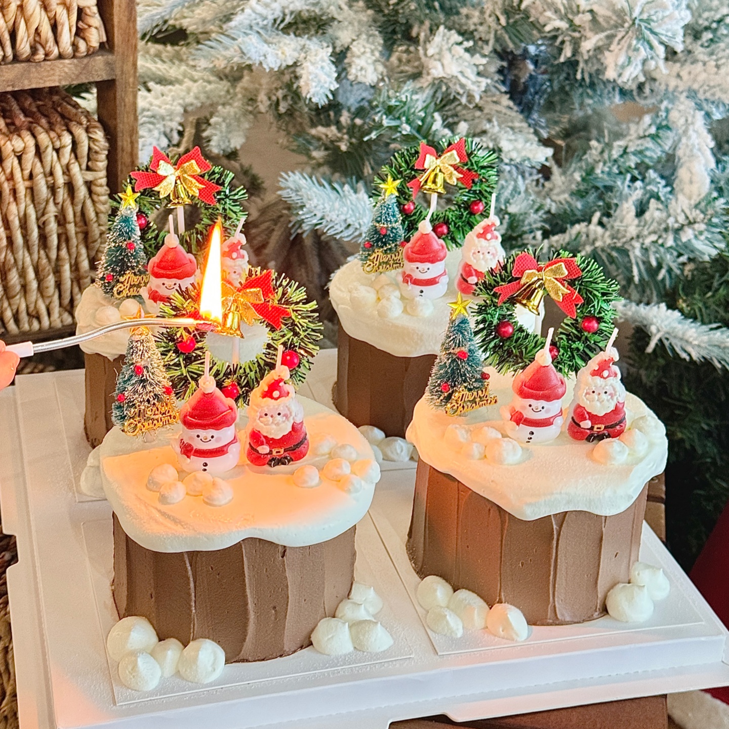 2026圣诞节圣诞老人雪人蜡烛蛋糕装饰插件圣诞草圈圣诞树装扮摆件