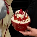 2026圣诞节新年红色草莓碗蛋糕装 扮 饰卡通小熊陶瓷碗节日烘焙装