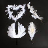 羽毛蛋糕装 饰天使大翅膀羽毛珍珠爱心造型羽毛鸵鸟毛摆件插牌插件