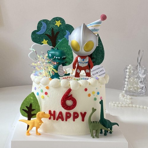 网红卡通超人蛋糕装饰恐龙摆件