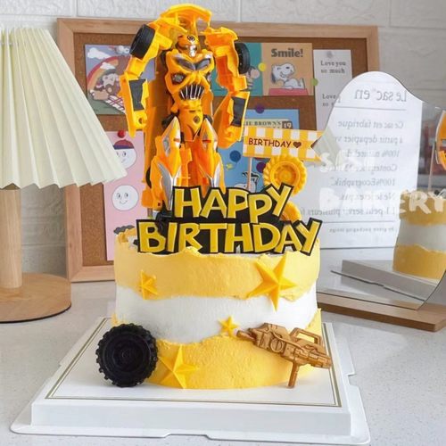 网红变形机器人蛋糕装饰摆件