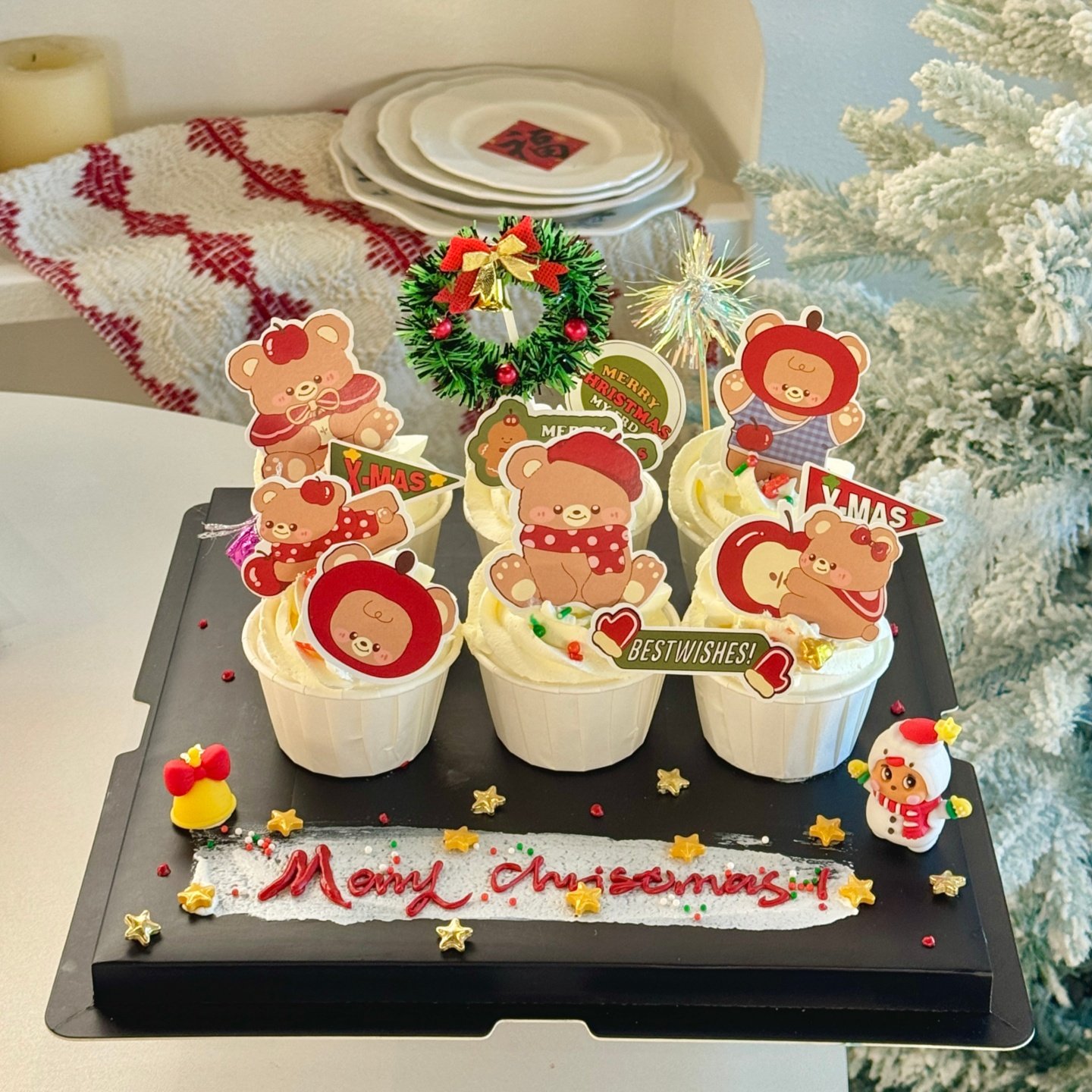 网红圣诞节圣诞小熊纸杯蛋糕装饰插牌可爱圣诞帽星星人摆件插件,节庆用品/礼品,节日装扮用品,淘宝优惠券,粉丝福利购,淘宝优惠卷