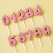 粉色巧克力淋面饼干造型0 9数字蜡烛插件卡通复古儿童生日蛋糕