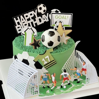 儿童足球队蛋糕装饰足球小子足球门框男孩生日烘焙装扮插件配件
