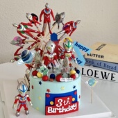 奥特曼蛋糕装 饰摆件旋转超人摩天轮儿童男孩生日烘焙装 扮插件插牌