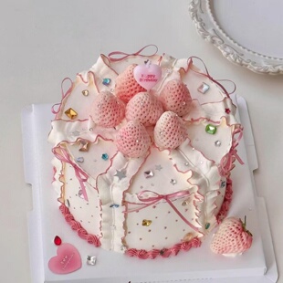 网红简约风爱心蜡烛蛋糕装 饰插件女神公主生日钻石甜品烘焙摆件