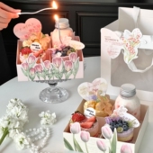 3.8女神节蛋糕装 扮 饰四宫格甜品打包盒三八妇女节甜品盒手提盒装