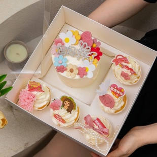 2024母亲节蛋糕纸杯盒子装 礼盒妈妈节日甜品装 扮手提打包盒 饰包装