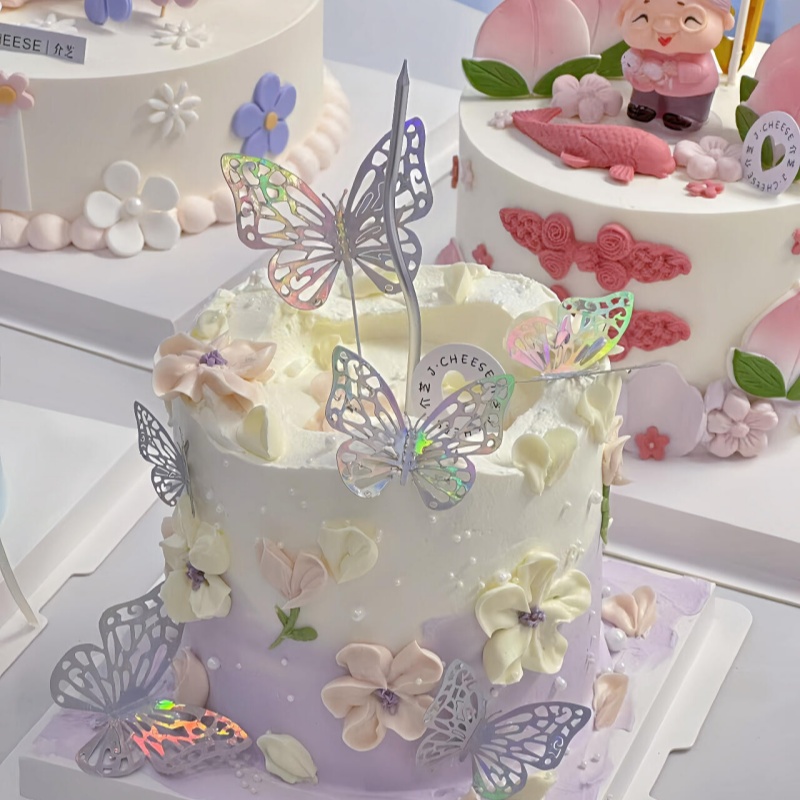 网红唯美小仙女氛围感蛋糕装饰幻彩蝴蝶女神生日格桑花郁金香模具