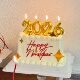 新年快乐金色星星亚克力蛋糕装 饰摆件元 旦跨年2026数字蜡烛插件