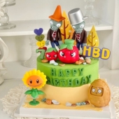 植物大战僵尸蛋糕装 扮插件插牌 饰摆件太阳花向日葵儿童男孩生日装