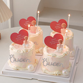 38妇女节蛋糕装 扮插件 饰背影女神钻石queen女王节快乐爱心卡片装