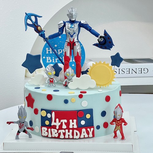 网红蛋糕装饰摆件泽塔超人拿枪