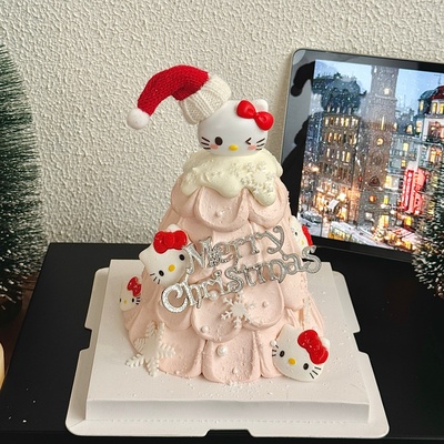 2026圣诞节hellokitty许愿树蛋糕装饰卡通kt猫摆件圣诞快乐插牌