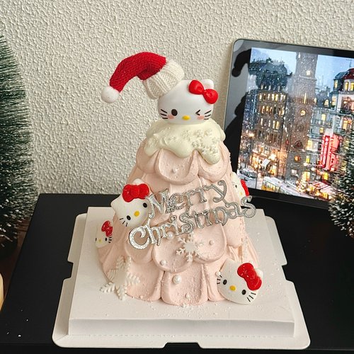 2026圣诞节hellokitty许愿树蛋糕装饰卡通kt猫摆件圣诞快乐插牌