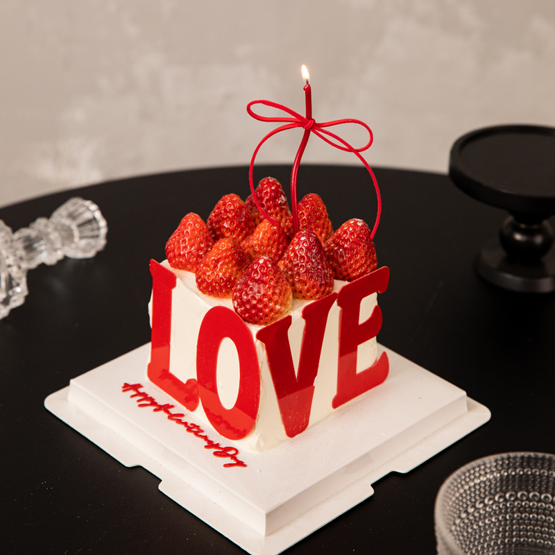 情人节红色LOVE亚克力蛋糕装饰