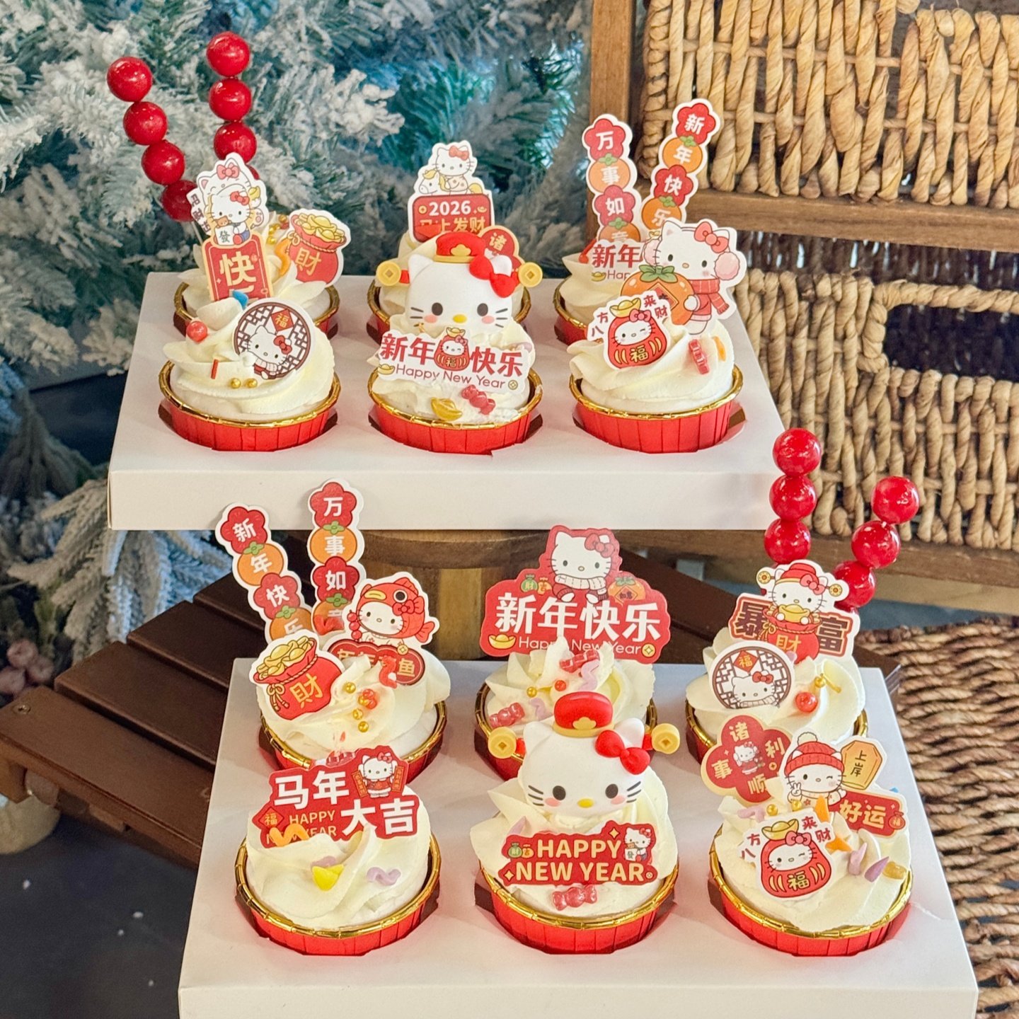 2026新年财神kt猫纸杯蛋糕装饰摆件跨年除夕春节过年插件插牌插旗,节庆用品/礼品,节日装扮用品,淘宝优惠券,粉丝福利购,淘宝优惠卷
