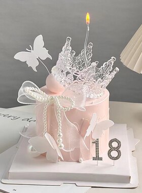 网红仙女18岁蛋糕装饰水晶皇冠