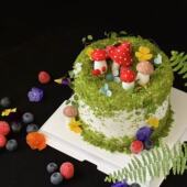 森系花园卡通小蘑菇蛋糕装 饰摆件网红春游踏青蘑菇甜品装 扮插件