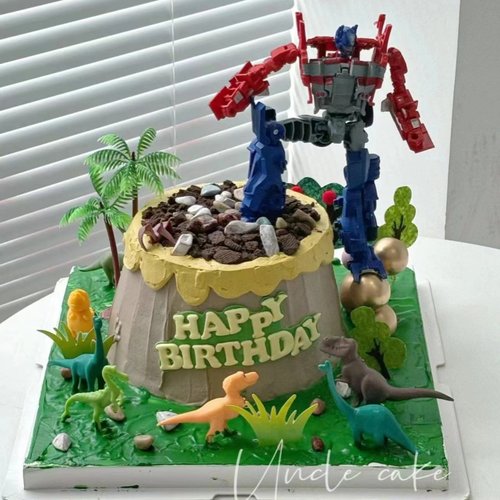 森系恐龙主题蛋糕装饰霸王龙