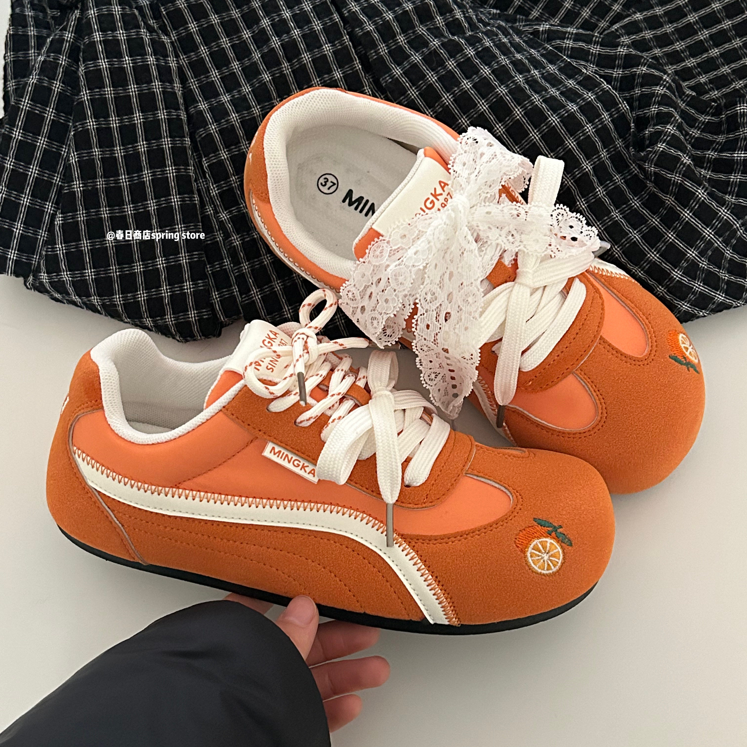春日商店橙色德训鞋女款2026新款春季鞋子小众复古运动休闲板鞋,女鞋,休闲板鞋,淘宝优惠券,粉丝福利购,淘宝优惠卷