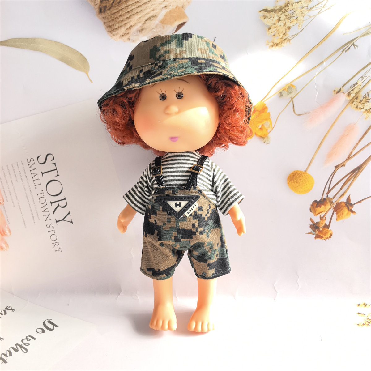 跨境24厘米 Mia土豆娃娃搪胶公仔换装衣服可爱娃娃帽子迷彩背带裤,玩具/童车/益智/积木/模型,娃娃/配件/着替,淘宝优惠券,粉丝福利购,淘宝优惠卷