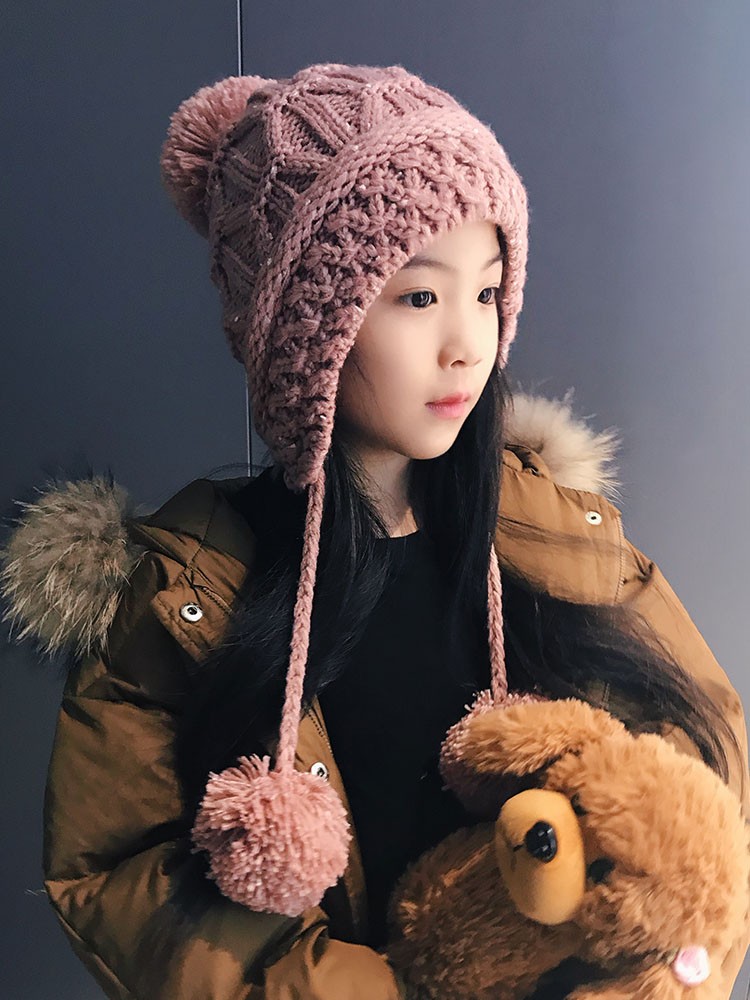 Korean version of the autumn and winter new children's hat warm thickened velvet girl wool hat large children's pullover ear cap