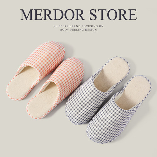 简约小清新日系居家棉拖鞋
