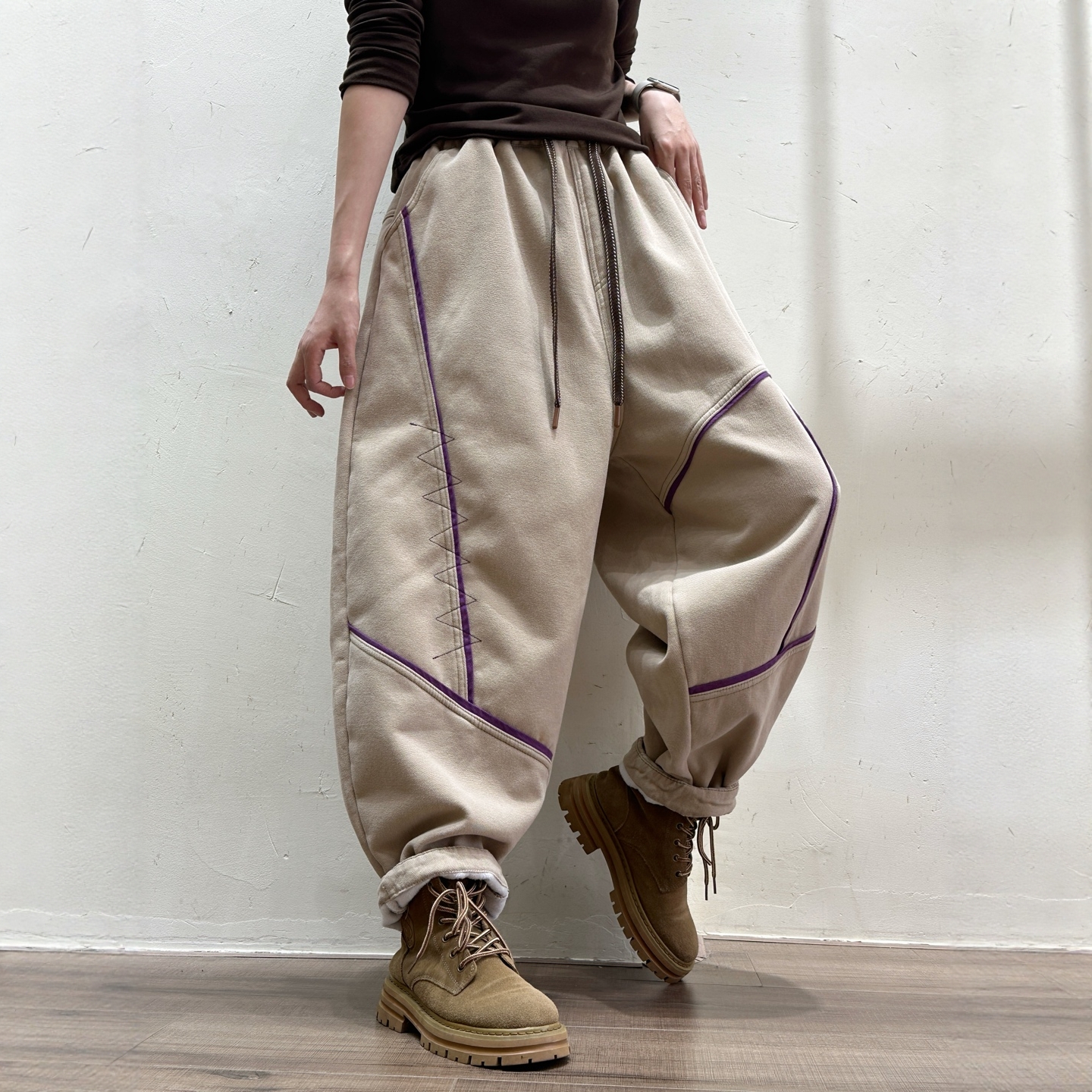 小众设计感加绒加厚休闲裤