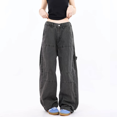 ACHIEVE ACHV美式复古工装牛仔裤水洗做旧辣妹宽松阔腿休闲牛仔裤